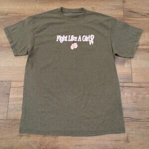 Fight Like A Girl Adult Medium Shirt Boxing Gloves Breast Cancer Pink